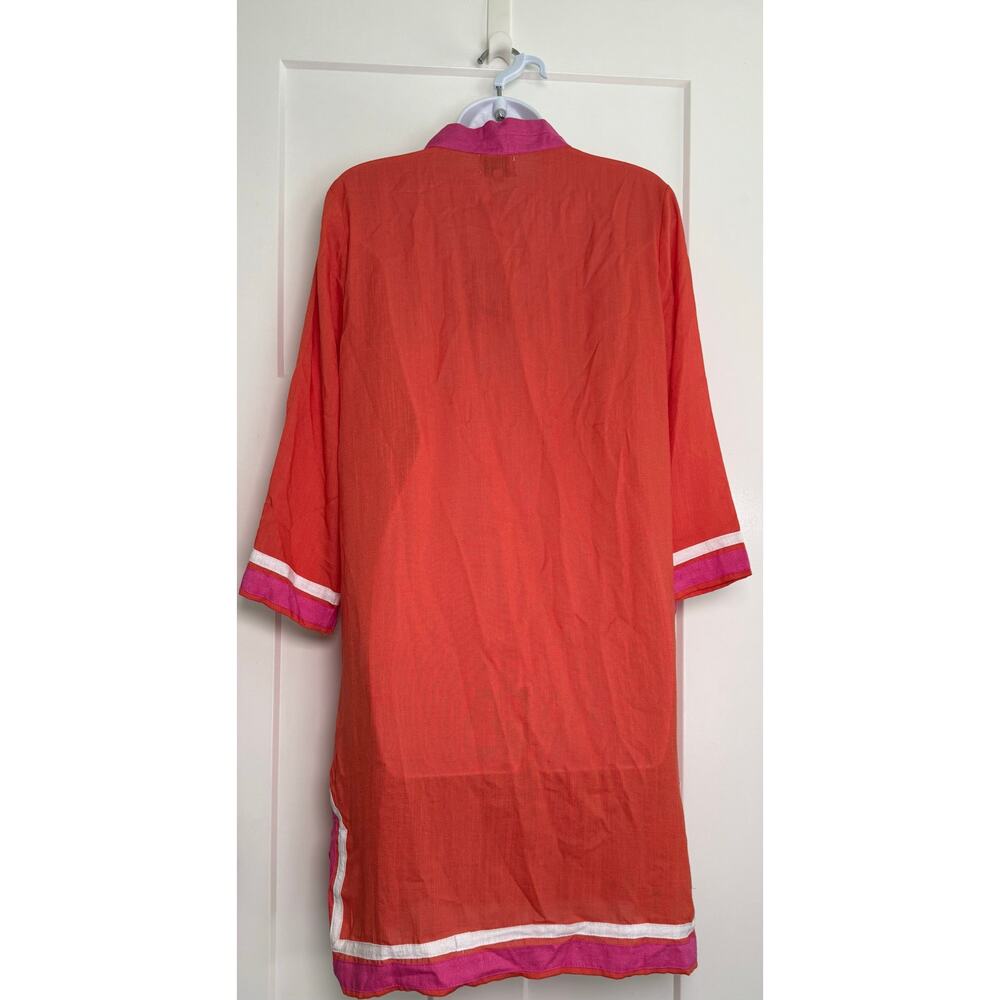Les Canediers Tunic Dress Orange Pink Vneck SIZE 12‎ - Picture 2 of 14